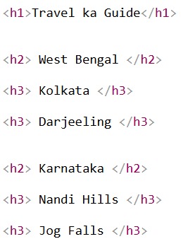 Examples of Heading in HTML