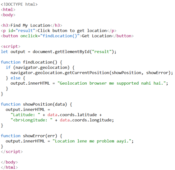 Geolocation API in HTML