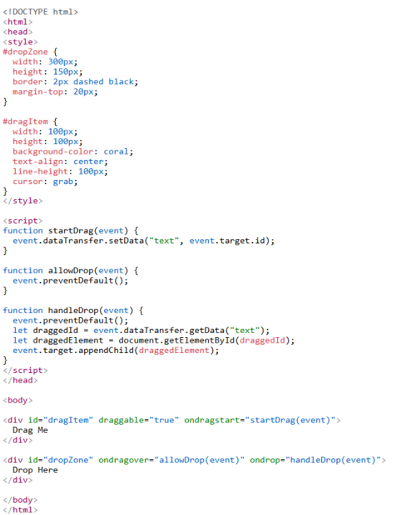 Drag And Drop in HTML