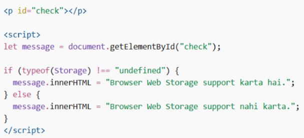 Web Storage API in HTML