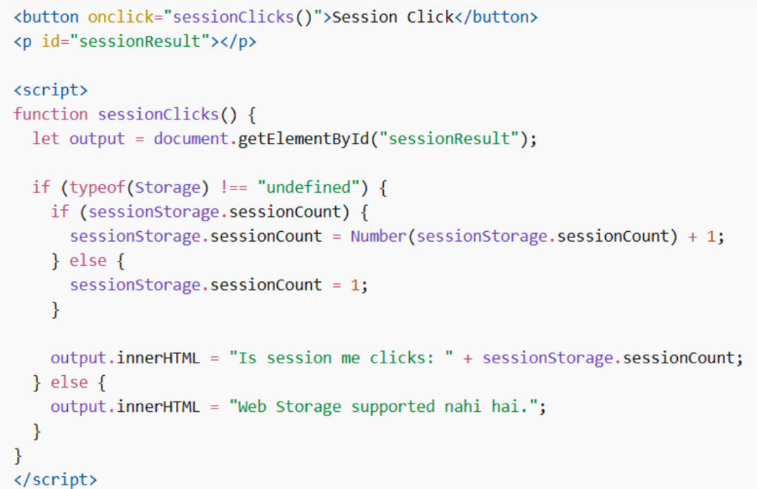 sessionStorage se Click Counter