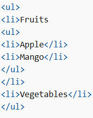 Nested Unordered HTML Lists