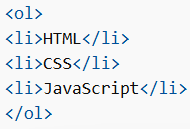 HTML Ordered Lists