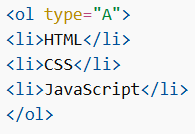 Ordered HTML List – Type Attribute