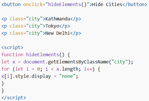 Use of the class Attribute in JavaScript