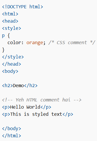 HTML and CSS Comments Together