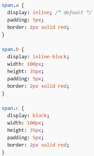 Difference Between inline, inline-block, and block