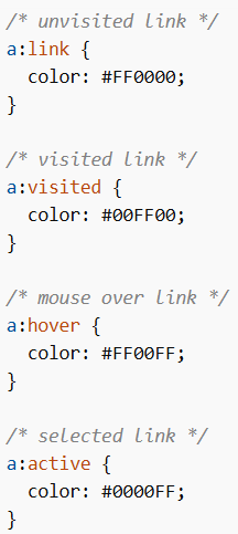Pseudo-classes Used on Links