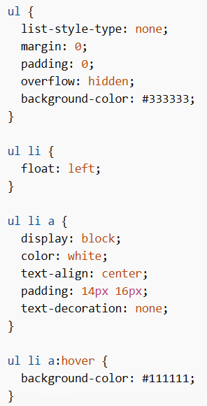 Horizontal Navbar Using Float in Navigation Bars in CSS