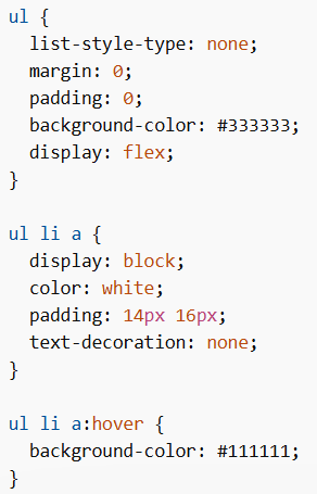 Horizontal Navbar Using Flex in Navigation Bars in CSS