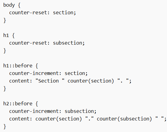 Nested Counters in CSS (Multiple Levels)