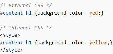 Inline style vs external style