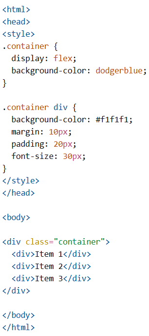 A Flex Container with Three Flex Items
